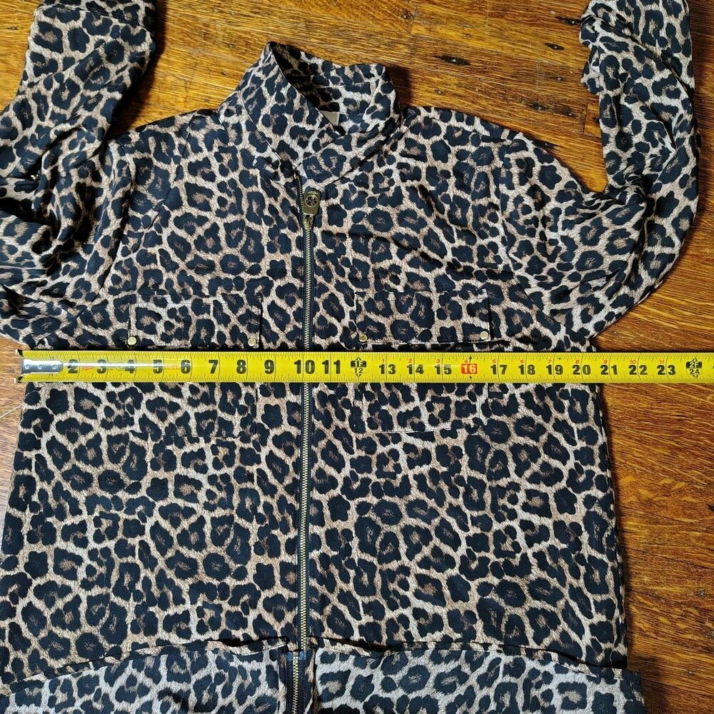 Michael Kors Leopard Print Front Zip Blouse Wmns Size Large/T679 - Picture 8 of 9